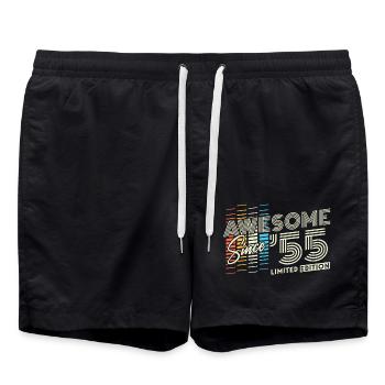 1955 geboren Jahrgang Geburtstag Geschenk - Badeshorts - Schwarz - Vorne - AI Model Male 185 light (185cm)