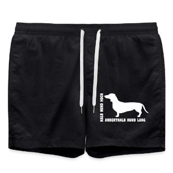Dackel - Halb Hund hoch anderthalb Hund lang - Badeshorts - Schwarz - Vorne - AI Model Male 185 light (185cm)