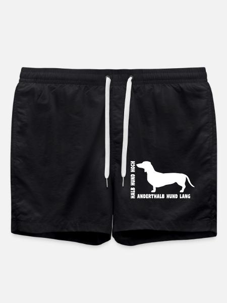 Dackel - Halb Hund hoch anderthalb Hund lang - Badeshorts - Schwarz