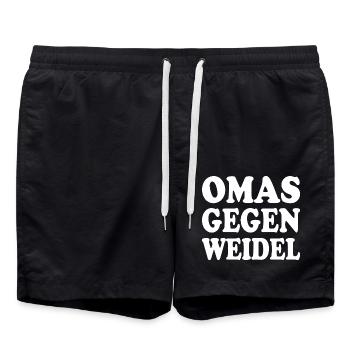 omas gegen weidel - Badeshorts - Schwarz - Vorne - AI Model Male 185 light (185cm)