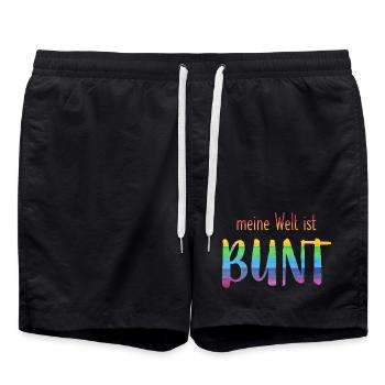 Meine Welt ist bunt - Regenbogen -fröhlich - Badeshorts - Schwarz - Vorne - AI Model Male 185 light (185cm)