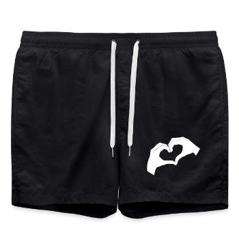 Herzhand-Design mit minimalistischem Look - Badeshorts - Schwarz - Vorne - AI Model Male 185 light (185cm)