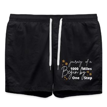 Eine Reise von tausend Meilen beginnt mit einem einzigen Schritt - Badeshorts - Schwarz - Vorne - AI Model Male 185 light (185cm)