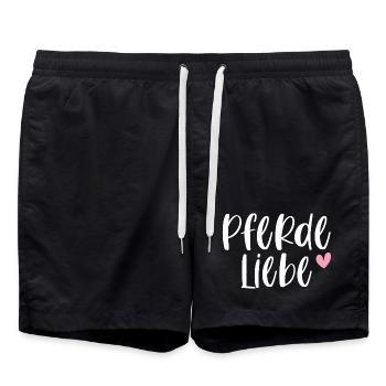 Pferde Reiten Pferdeliebe Pferdemädchen Geschenk - Badeshorts - Schwarz - Vorne - AI Model Male 185 light (185cm)