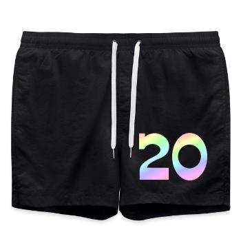Jubiläum, 20 pastell Verlauf - Badeshorts - Schwarz - Vorne - AI Model Male 185 light (185cm)