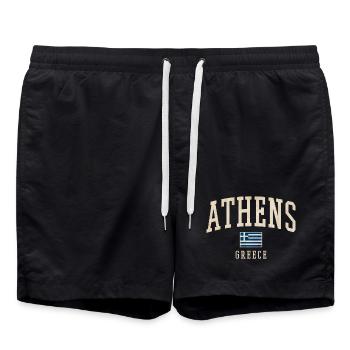 Athens Greece Vintage Varsity - Badeshorts - Schwarz - Vorne - AI Model Male 185 light (185cm)