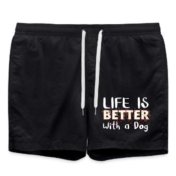 Life is better with a dog - Swim Trunks - black - Front - AI Model Male 185 light (185cm)