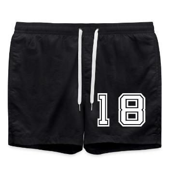 18th birthday of legal age - Swim Trunks - black - Front - AI Model Male 185 light (185cm)