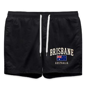 Brisbane Australien Vintage Flag Design - Badeshorts - Schwarz - Vorne - AI Model Male 185 light (185cm)