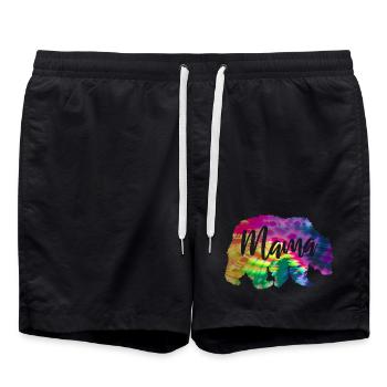 Mamabär Bärin Tie Dye Batik Bär - Badeshorts - Schwarz - Vorne - AI Model Male 185 light (185cm)