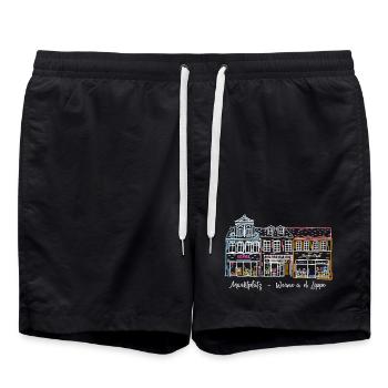 Werne, enfilade emblématique de maisons sur le marché, quartier d’Unna - Short de bain - noir - Devant - AI Model Male 185 light (185cm)