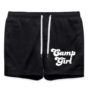 Camp Girl Vector Camping Fan Girl Cool Dictons - Short de bain - noir - Devant - AI Model Male 185 light (185cm)