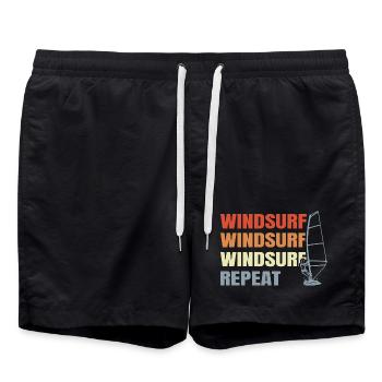 Windsurfing Vintage Look - Swim Trunks - black - Front - AI Model Male 185 light (185cm)