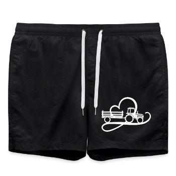 Traktor mit Herz Landwirtin Bäuerin Herzschlag - Badeshorts - Schwarz - Vorne - AI Model Male 185 light (185cm)