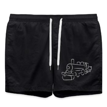 Steam locomotive - Swim Trunks - black - Front - AI Model Male 185 light (185cm)