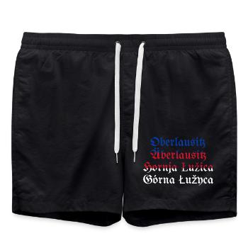 Oberlausitz mit sorbischer Flagge blau-rot-weiß - Badeshorts - Schwarz - Vorne - AI Model Male 185 light (185cm)