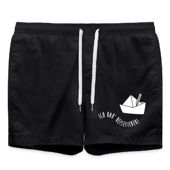 Fièvre de voyage Vague Papier Bateau Vacances Voyage en mer - Short de bain - noir - Devant - AI Model Male 185 light (185cm)