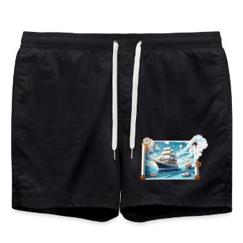 Nautische Segelreise - Badeshorts - Schwarz - Vorne - AI Model Male 185 light (185cm)
