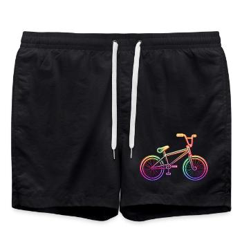 Neon Rainbow BMX Rad - Badeshorts - Schwarz - Vorne - AI Model Male 185 light (185cm)