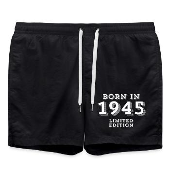 1945, Geburtsjahr, 79 Jahre alt - Badeshorts - Schwarz - Vorne - AI Model Male 185 light (185cm)