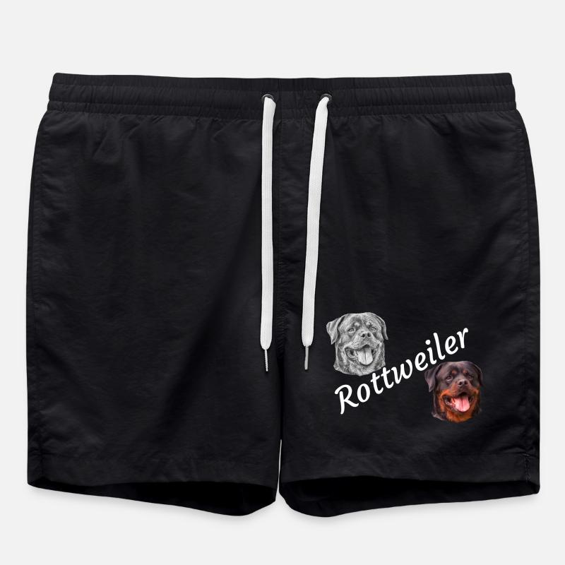 Rottweiler, chiens, tête de chien, chien de garde, chien de race, - Short de bain - noir