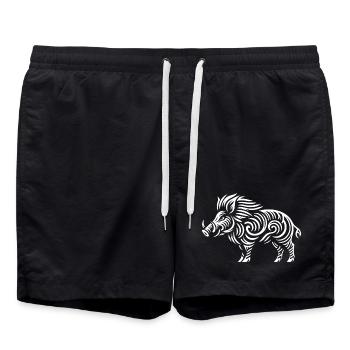Tribal Boar - Swim Trunks - black - Front - AI Model Male 185 light (185cm)