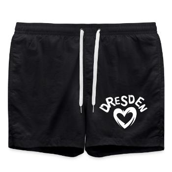 Berlin Liebe - Symbolherz für Dresdner - Badeshorts - Schwarz - Vorne - AI Model Male 185 light (185cm)