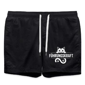 Katzenmotiv Führungskraft Design - Badeshorts - Schwarz - Vorne - AI Model Male 185 light (185cm)