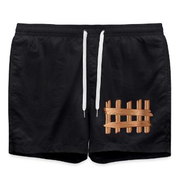 Rustikales Holzzaun Element Holzoptik Motiv - Badeshorts - Schwarz - Vorne - AI Model Male 185 light (185cm)