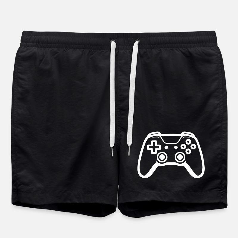 Gamer Controller Joypad Icon - Swim Trunks - black