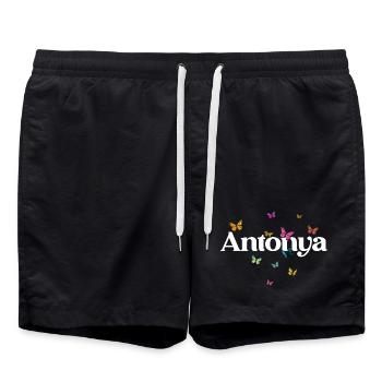 Beau prénom de fille avec des papillons ANTONYA - Short de bain - noir - Devant - AI Model Male 185 light (185cm)