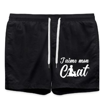 J'AIME MON CHAT ! - Short de bain - noir - Devant - AI Model Male 185 light (185cm)