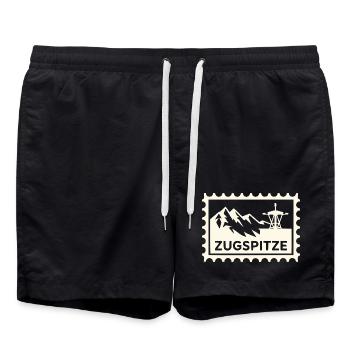Mountain peak with cable car design - Swim Trunks - black - Front - AI Model Male 185 light (185cm)