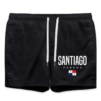 Santiago Panama Panamanian - Swim Trunks - black - Front - AI Model Male 185 light (185cm)