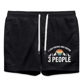 J’aime la randonnée et peut-être 3 personnes Humour rétro - Short de bain - noir - Devant - AI Model Male 185 light (185cm)