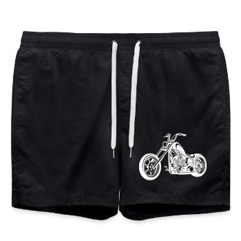 Chopper motorcycle design in white - Swim Trunks - black - Front - AI Model Male 185 light (185cm)