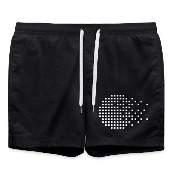 Pixel Mosaic Grid - Swim Trunks - black - Front - AI Model Male 185 light (185cm)