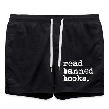 Lire des livres interdits - Short de bain - noir - Devant - AI Model Male 185 light (185cm)