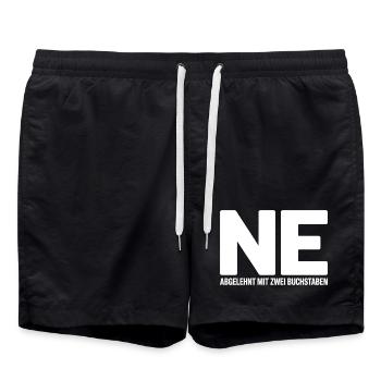 NE? Chemise de rejet cool avec un message clair - Short de bain - noir - Devant - AI Model Male 185 light (185cm)