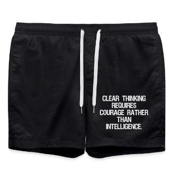 clear thinking requires courage rather than int - Swim Trunks - black - Front - AI Model Male 185 light (185cm)