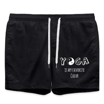 Yoga is my favourite color - Swim Trunks - black - Front - AI Model Male 185 light (185cm)