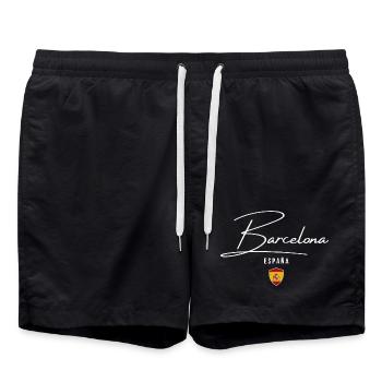 Barcelona, Spanien, elegantes Design - Badeshorts - Schwarz - Vorne - AI Model Male 185 light (185cm)