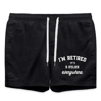 I'm Retired It’s 5 O’Clock Everywhere Funny  - Swim Trunks - black - Front - AI Model Male 185 light (185cm)
