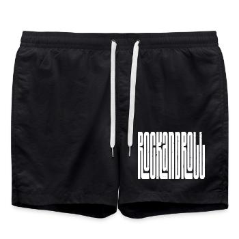 Rock'n'Roll-Logo mit fettem Logo - Badeshorts - Schwarz - Vorne - AI Model Male 185 light (185cm)