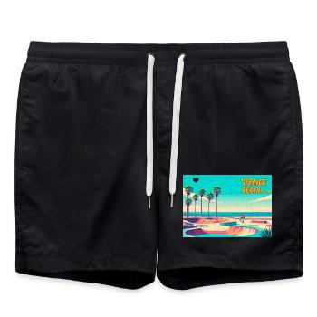 Venice Beach Retro Skater - Badeshorts - Schwarz - Vorne - AI Model Male 185 light (185cm)