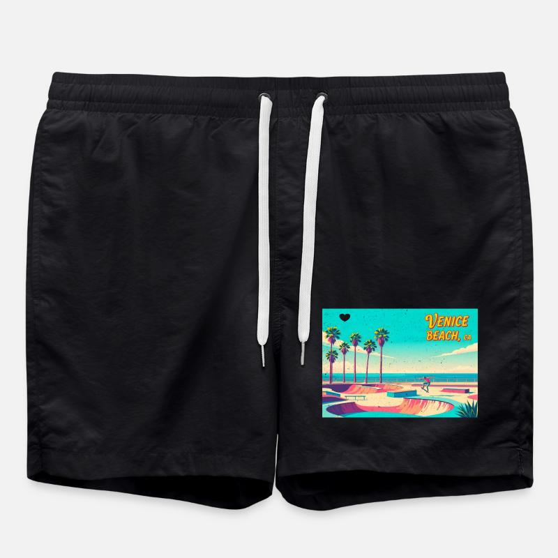Patineur rétro de Venice Beach - Short de bain - noir