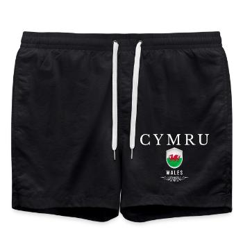 Walisischer Stolz, ich liebe Wales - Badeshorts - Schwarz - Vorne - AI Model Male 185 light (185cm)