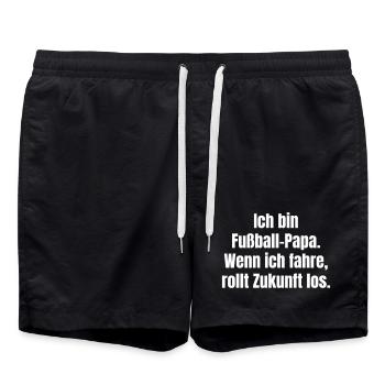 Papa footballeur : l’avenir s’envole - Short de bain - noir - Devant - AI Model Male 185 light (185cm)