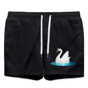 Cygne scintillant aux ailes levées - Short de bain - noir - Devant - AI Model Male 185 light (185cm)