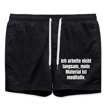 Meditatives Material-Statement - Badeshorts - Schwarz - Vorne - AI Model Male 185 light (185cm)